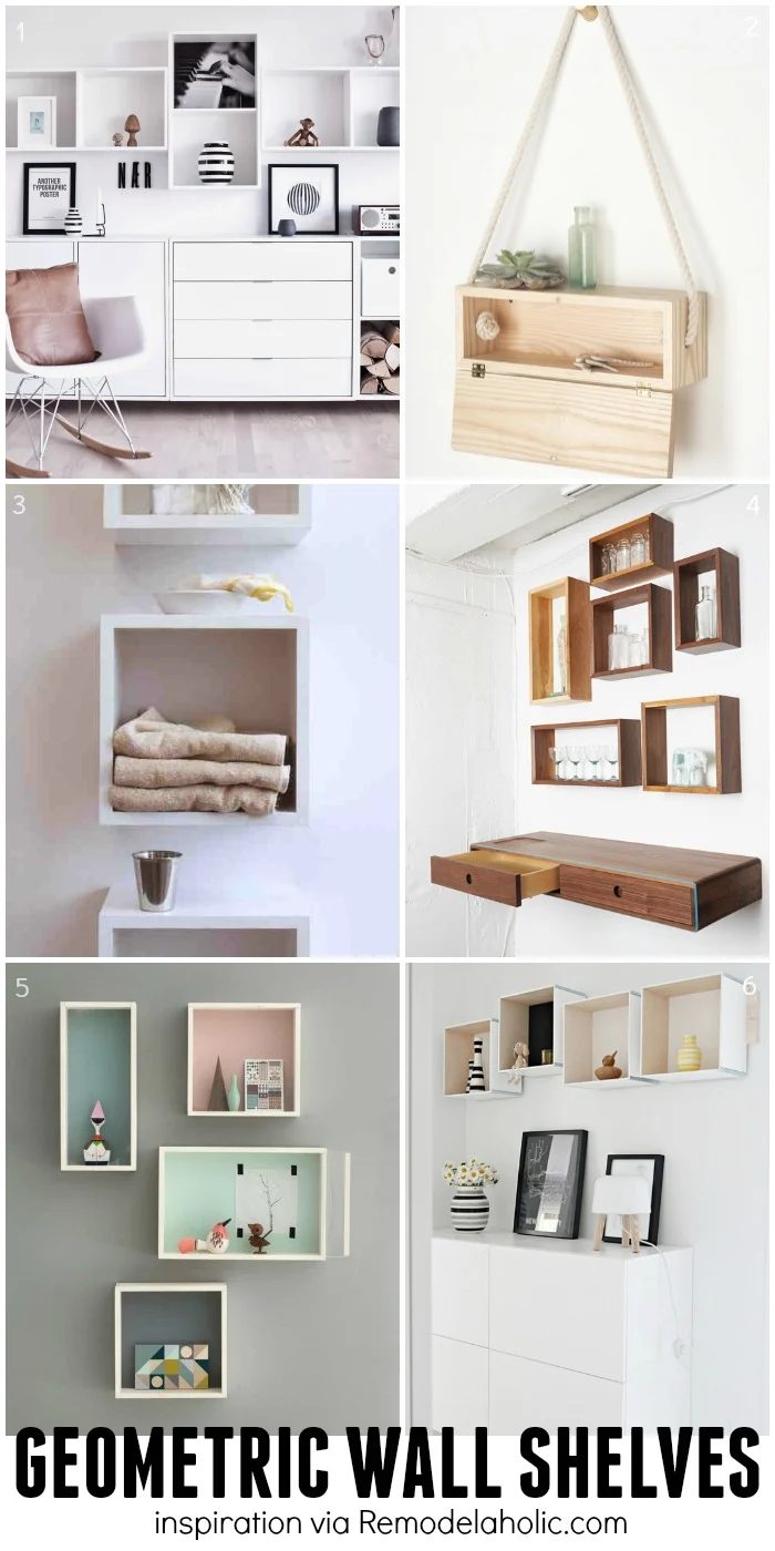 Square and Rectangle Geometric Shelves Inspiration - plus a building plan for the straightforward geometric shelves!
