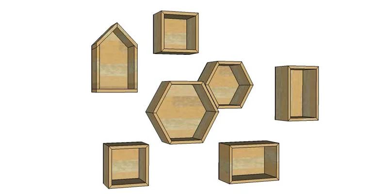 Handmade Geometric Display Shelves