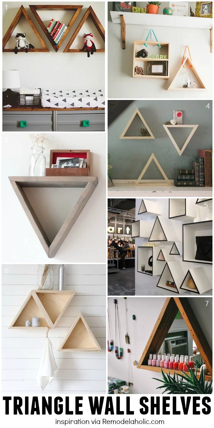Triangle Wall Shelving options - plus a building plan for the straightforward geometric shelves!