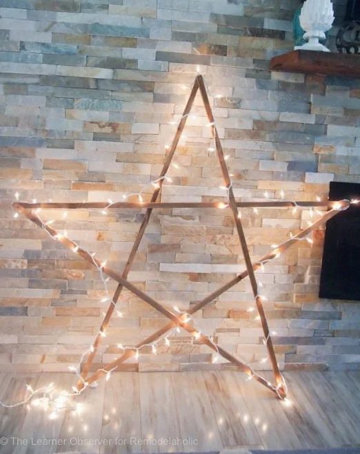 Handmade Large Rustic Wood Star With Lights For Under 5