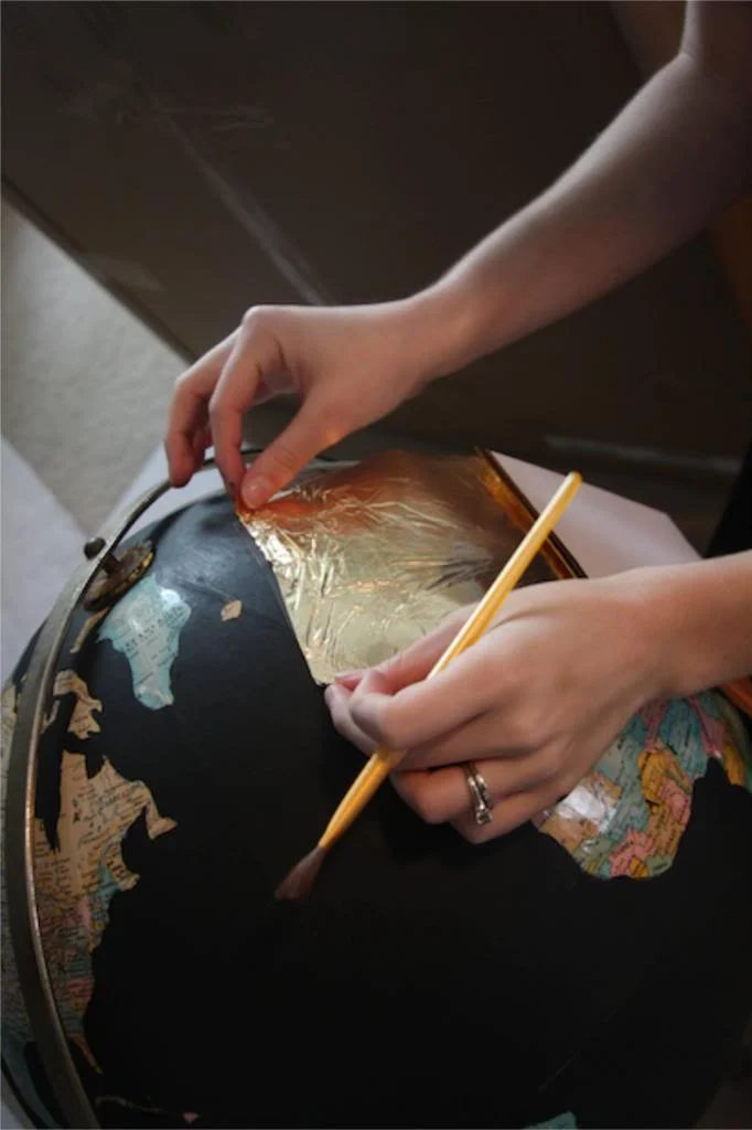 Gold Leafing turns a direct globe into something to talk about, by Love and Renovations featured on @Bekob