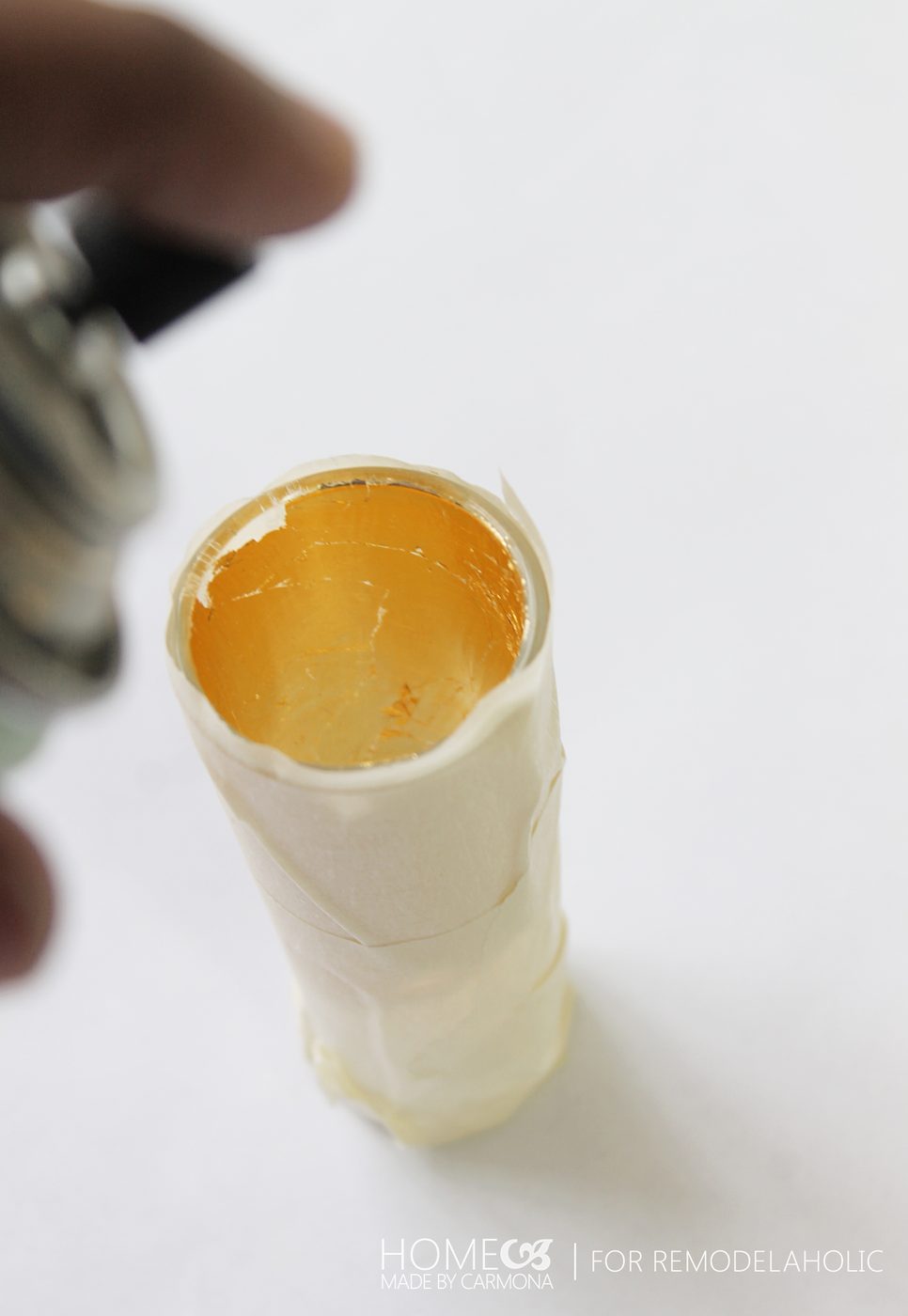 Gold spray painted candle holders - for Bekob