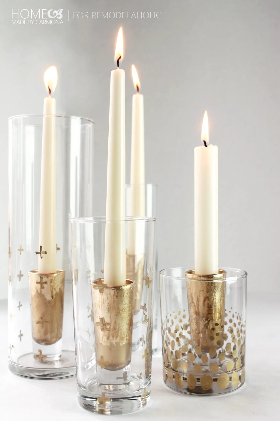 Handmade Gold leaf candle holders - for Bekob