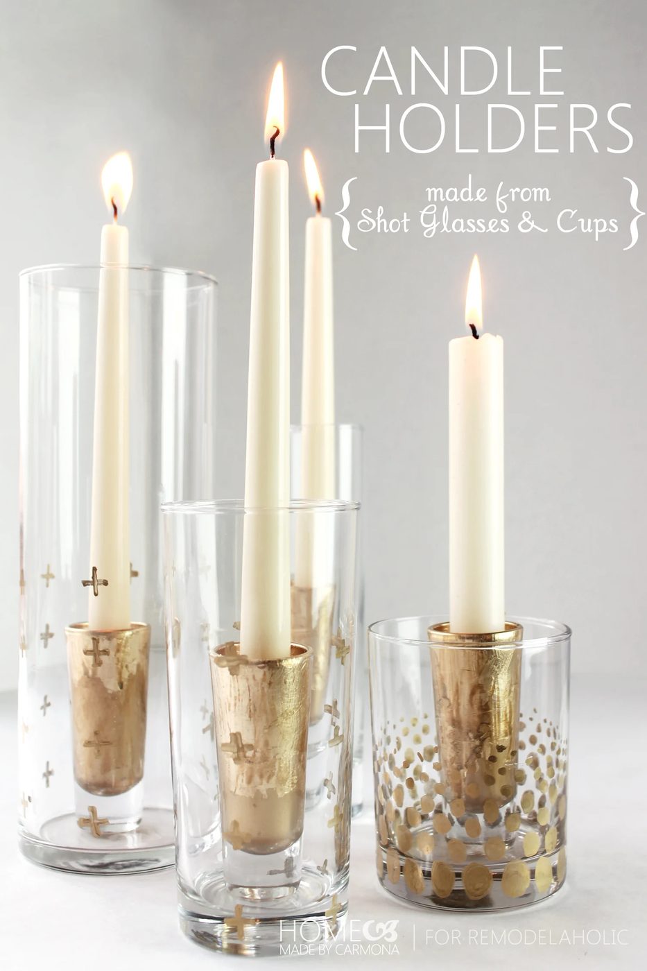 Handmade Candle Holders - made from shot glasses - Home Made by Carmona for Bekob.com