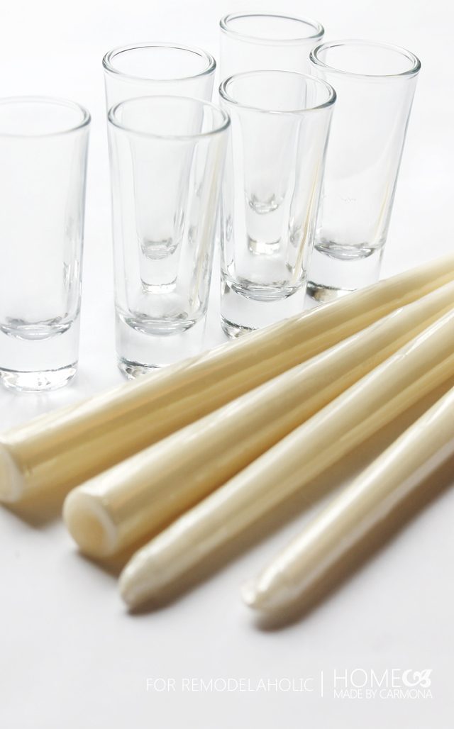 Shot glasses and tapered candles - for Bekob
