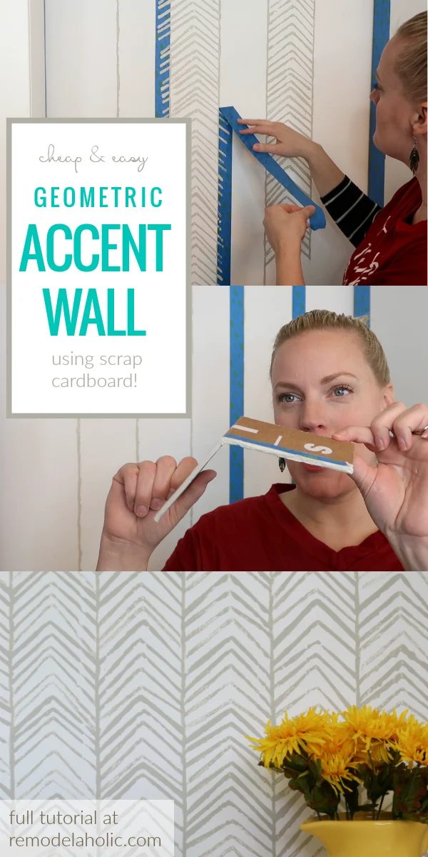 How To Stamp Your Own low-cost And straightforward Geometric Accent Wall In A Herringbone Pattern Without A Stencil #Bekob