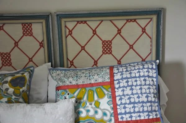 handmade headboard from photo frames