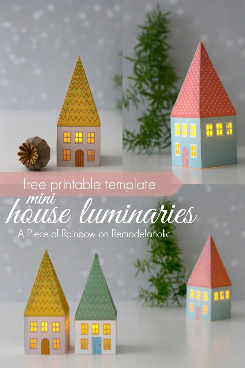 Mini House Luminaries - free printable template from A Piece of Rainbow on @Bekob #winter #Christmas