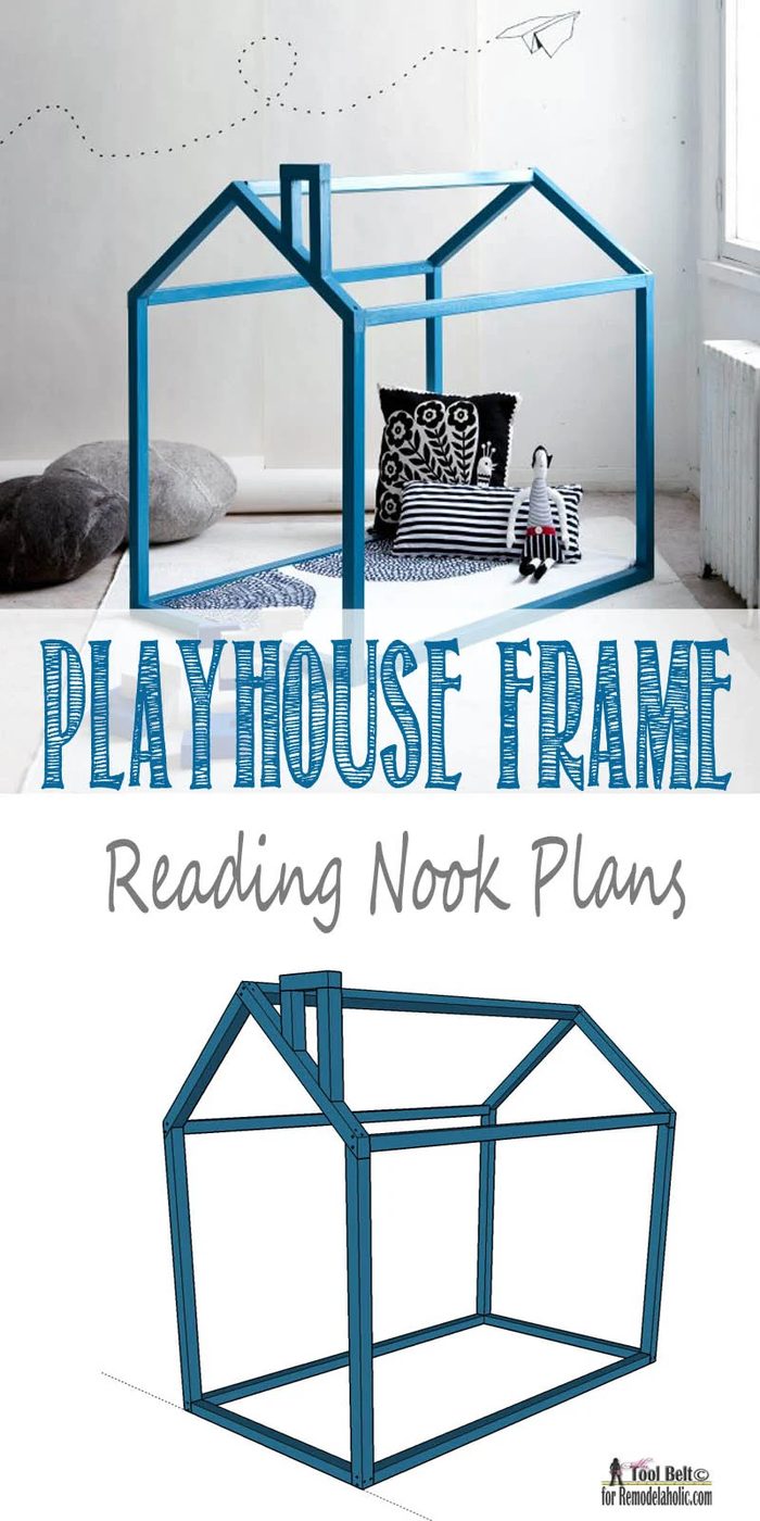 straightforward Handmade Toddler House Bed Frame or Playhouse Reading Nook Woodworking Plans