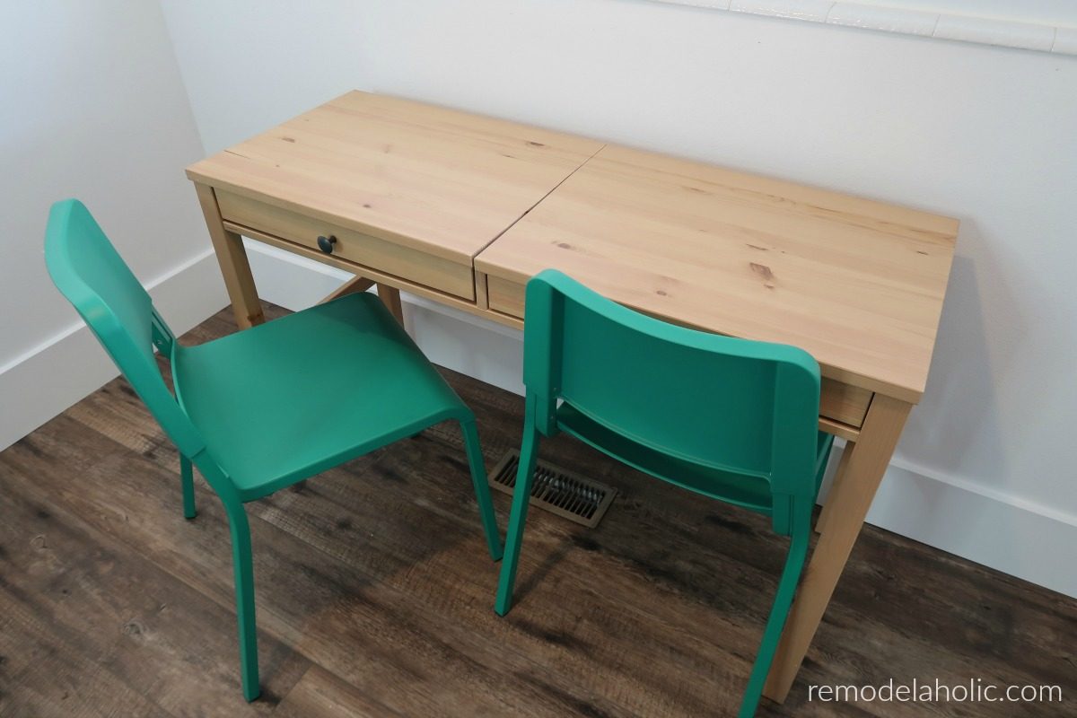Ikea Desk method With Two Hidden Compartments Behind Faux Drawer Fronts For Kids Art And Homework Station #Bekob