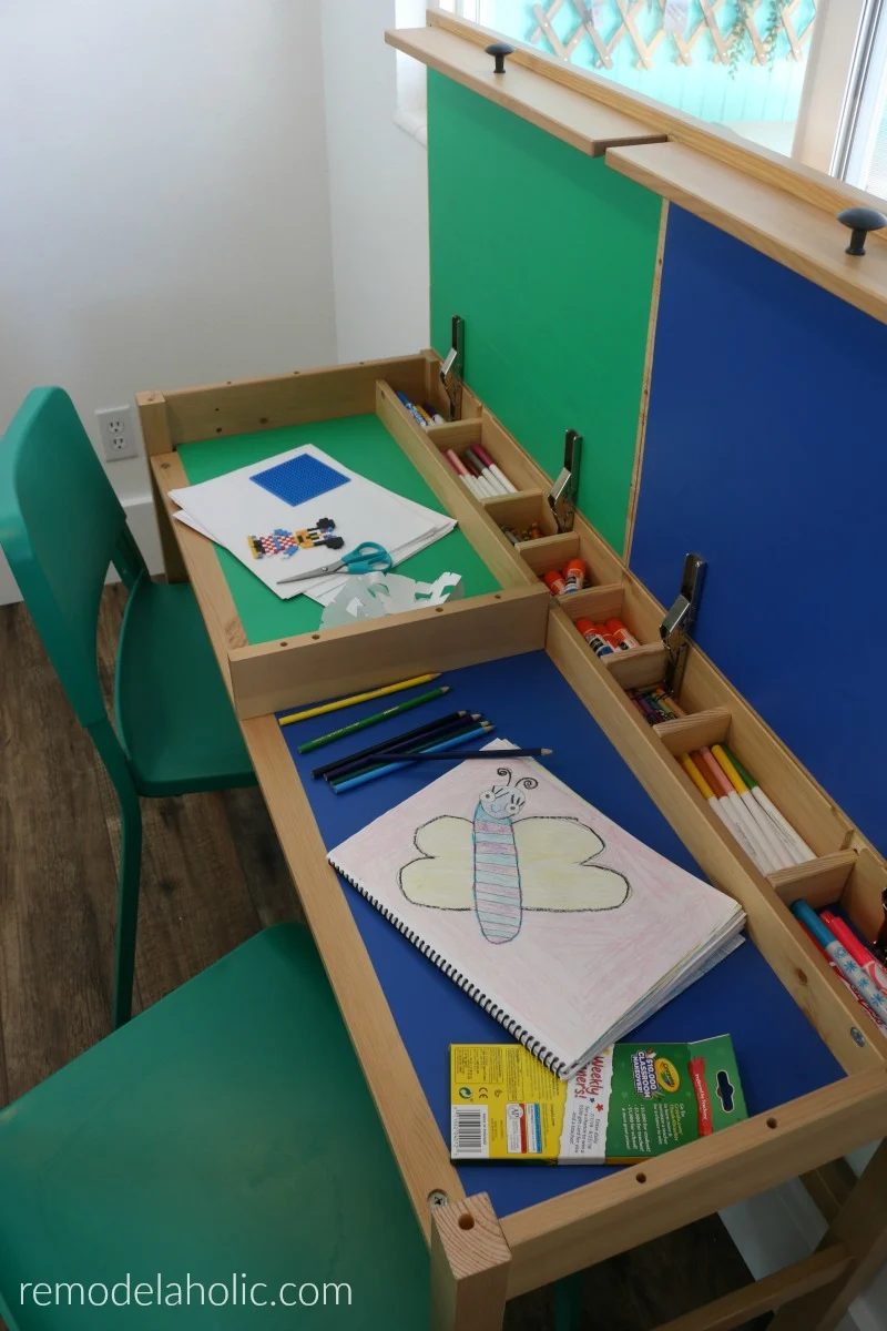 straightforward IKEA Desk method With Divided Hidden Compartments For straightforward Clean Up Kids Crafts And Homework #Bekob