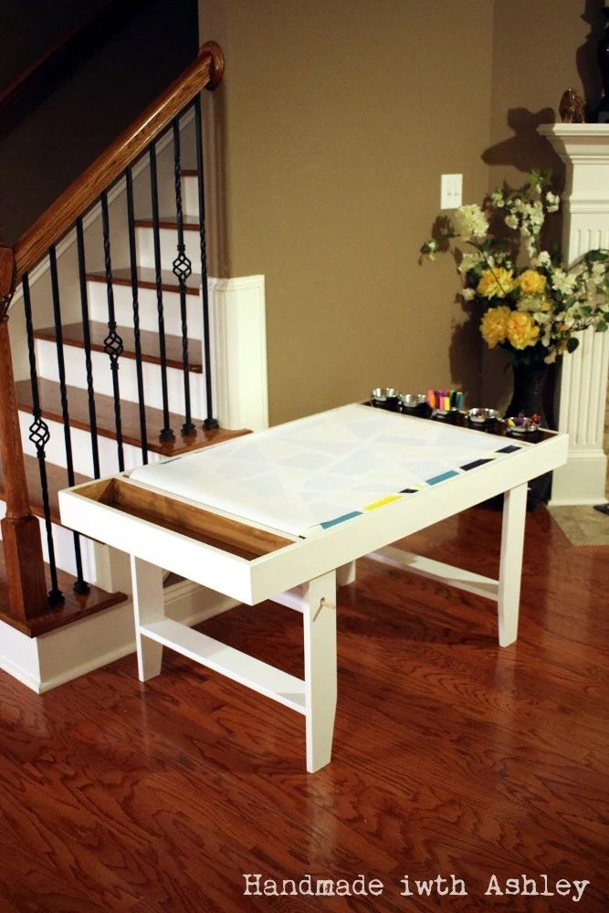 Handmade kids art table with storage, handmadewithashley
