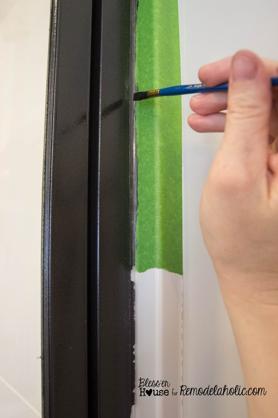 how to paint a shower door to look like a factory window, industrial style