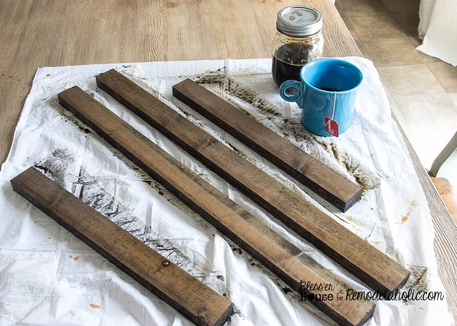 Handmade Locker Basket Mail Organizer - using a tea, steel wool, and vinegar stain for a well fitted rustic industrial color