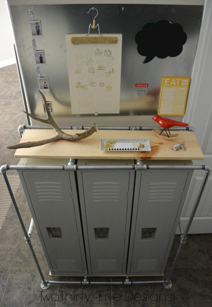 Handmade Mudroom Locker System | Two Thirty-Five Designs featured on Bekob.com #organizing #industrial