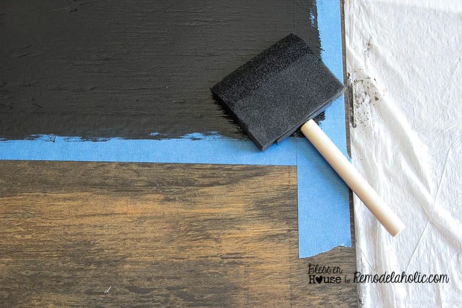 Use a foam brush for a smooth painted chalkboard finish - Handmade Locker Basket Mail Organizer