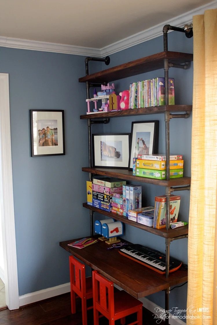 These are well fitted for kids AND adults! solid walkthrough for Handmade industrial shelves and desks by Designer Trapped in a Lawyer's Body for Bekob.com.