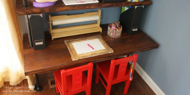 Handmade Industrial Pipe Shelves and Desk