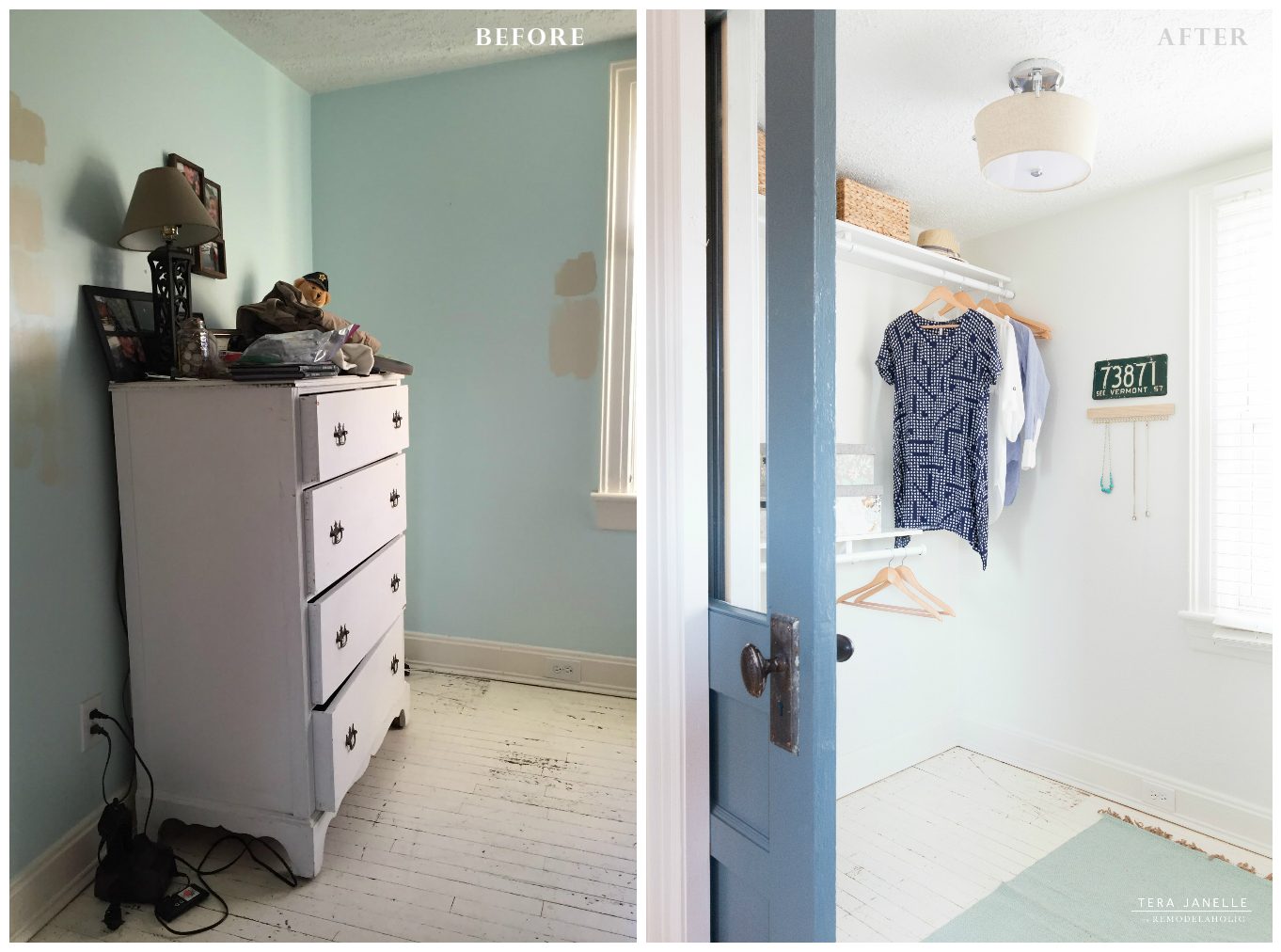 Before, a neglected corner. After, a great closet! Create a striking boutique-style walk-in closet. Cape Cod Walk In Closet by Tera Janelle on @Bekob
