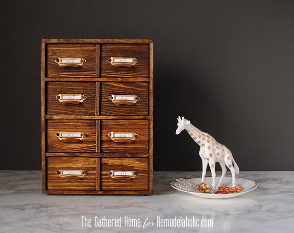 Handmade Miniature Card Catalog Storage Box | The Gathered Home for Bekob.com #cardcatalog #walkthrough #vintage