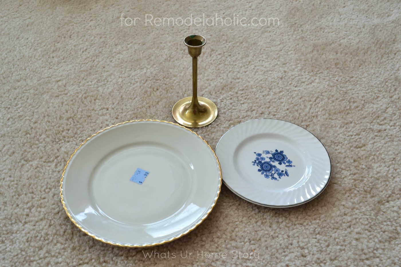 make a jewelry organizer with plates and candle stick on Bekob.com
