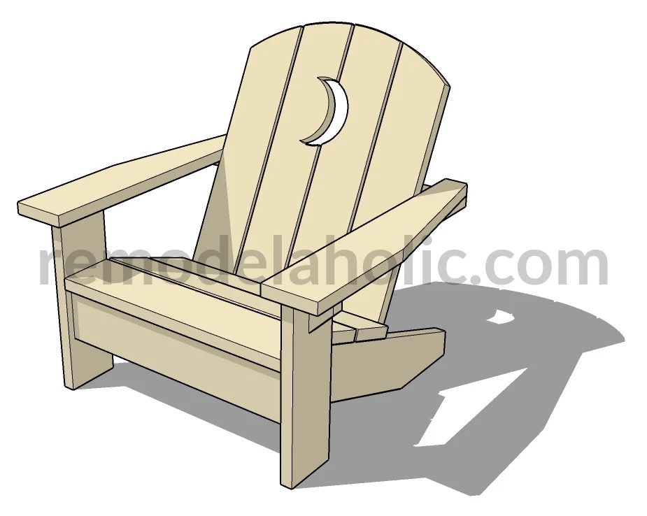 Handmade Kids Adirondack Chair Woodworking Plan With Moon Cutout, Bekob