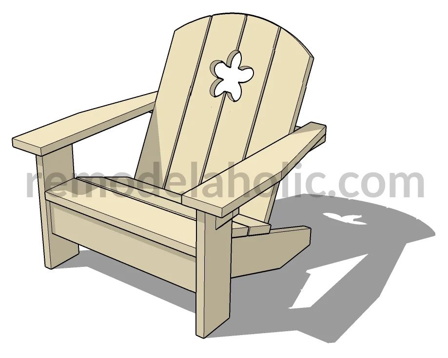 Handmade Kids Adirondack Chair Woodworking Plan With Flower Cutout, Bekob