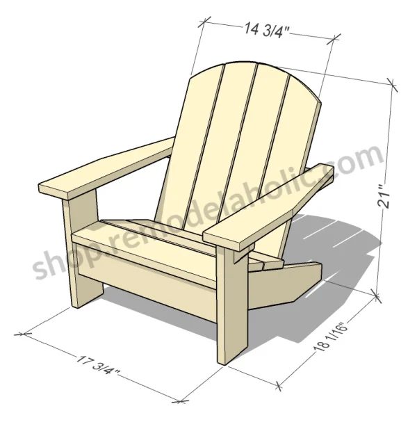 Handmade Kids Adirondack Chair Plan, Finished Dimensions Child Outdoor Lounge Chair, Bekob