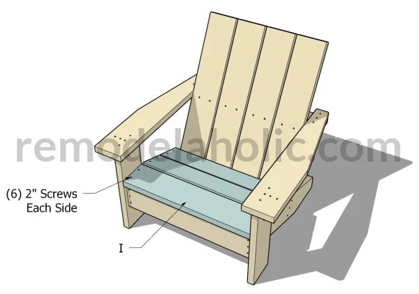 Handmade Kids Adirondack Chair Plans, Attach Bottom Seat Slats, Bekob
