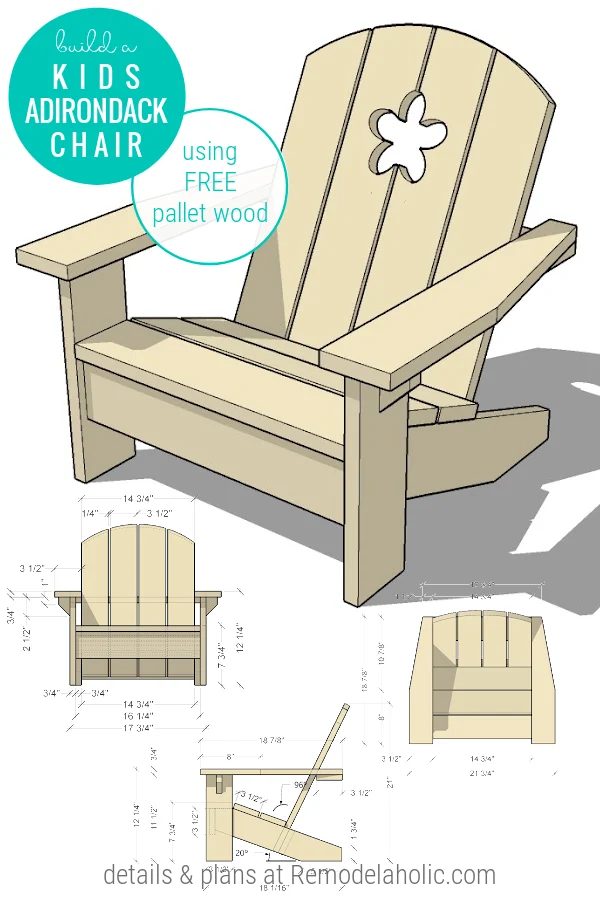 Kids Adirondack Chair Woodworking Plans Using Free Pallet Wood Slat Boards, Bekob