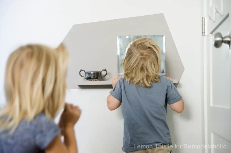 Handmade floating vanity- well fitted for a tight space or kids room