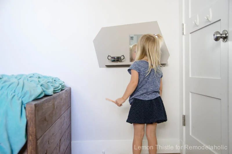 Handmade floating vanity- well fitted for a tight space or kids room