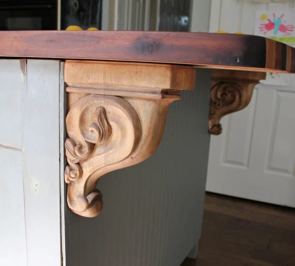 Antique Sideboard Into Kitchen Island options Gray Island With Butcherblock And Corbels Harts Desire On Bekob
