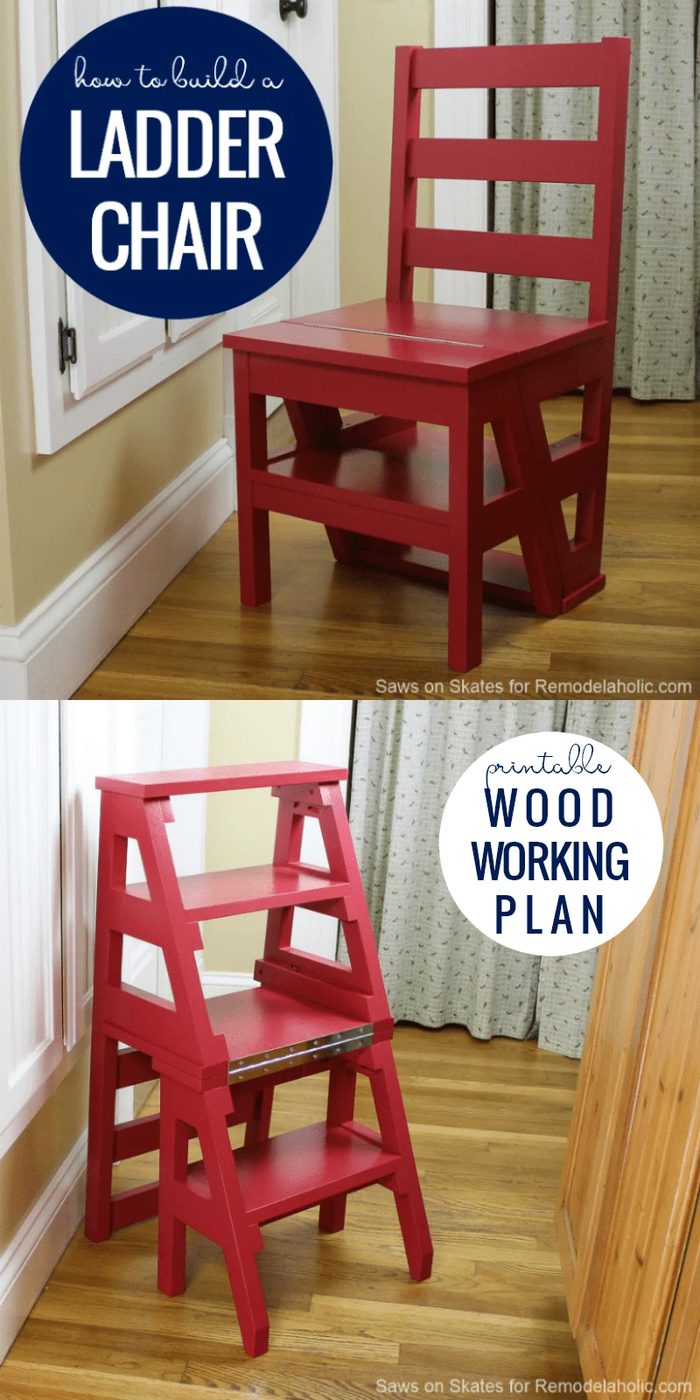 Ladder Chair Plan, Printable Woodworking Plan #Bekob