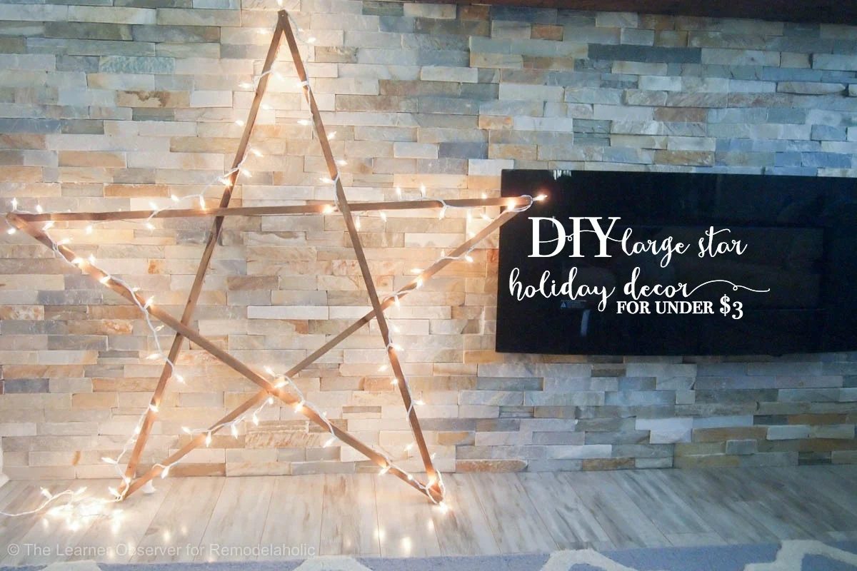 Make this straightforward Handmade extra large wood star for just $3 -- and adding lights, it's still modest-cost-friendly large Christmas decor at under $10! well fitted for the f
