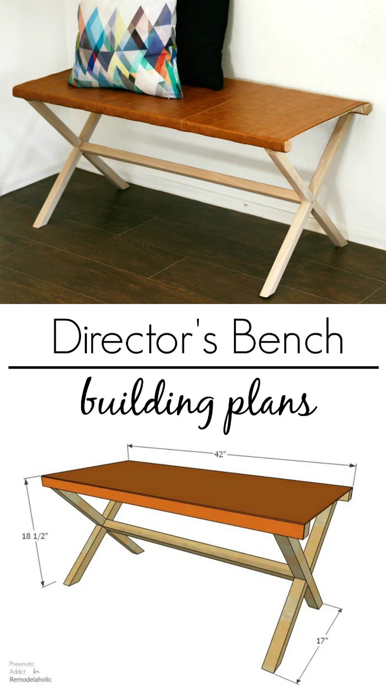 Follow this step-by-step building walkthrough to make a chic leather director's bench, well fitted for an entryway or extra seating. Building plan by Pneumatic Addict on Bekob.com