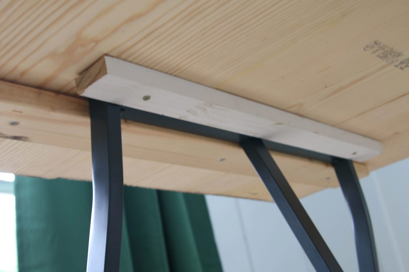 Ikea trestle legs used on Handmade live edge table top by Windgate Lane featured on @Bekob