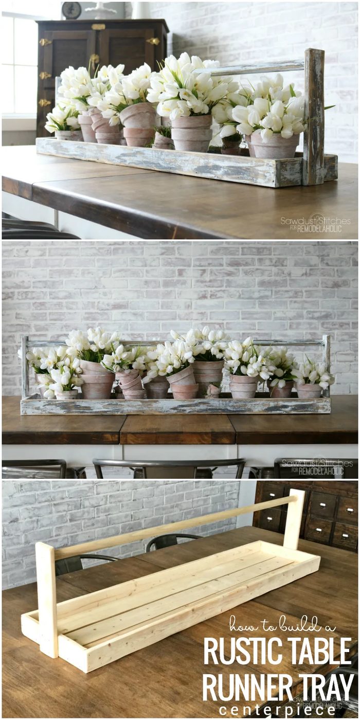 How To Build A Rustic Table Runner Tray Centerpiece @Bekob