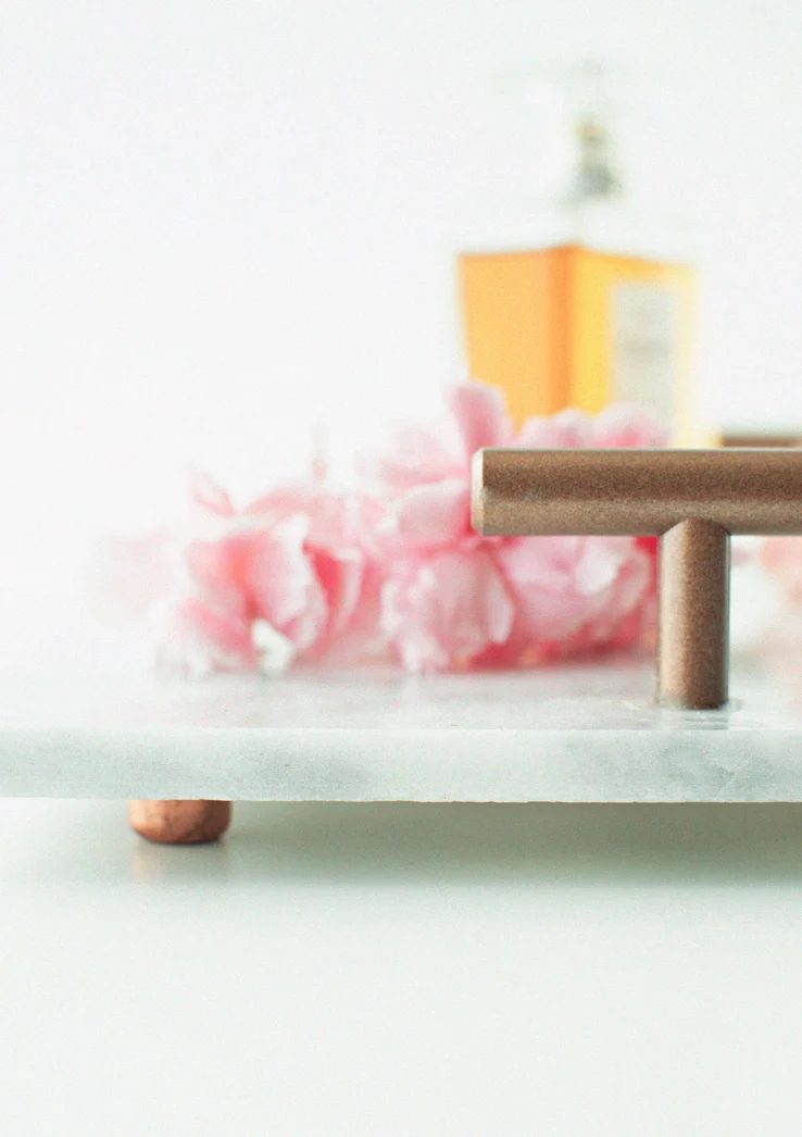 straightforward handmade marble tray with handles and feet Pennies for a Fortune