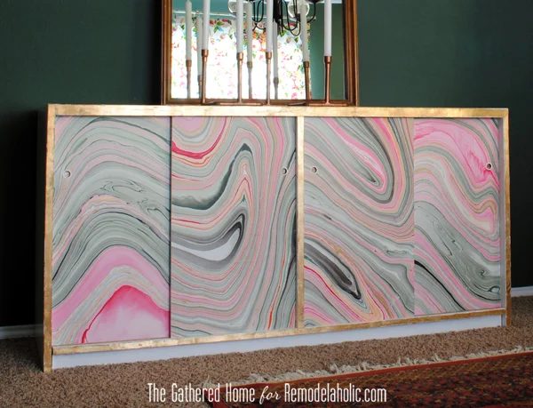 handmade marbled credenza makeover2