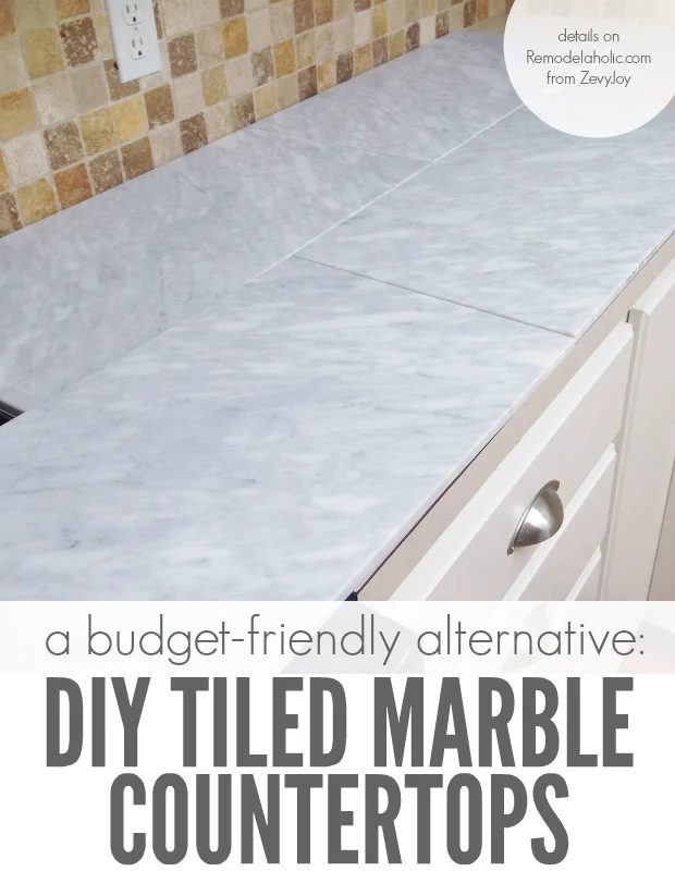 striking! Self-installed tile marble countertops are a cheaper alternative to slab marble counters, so you can get the same striking look for a LOT less money @Bekob