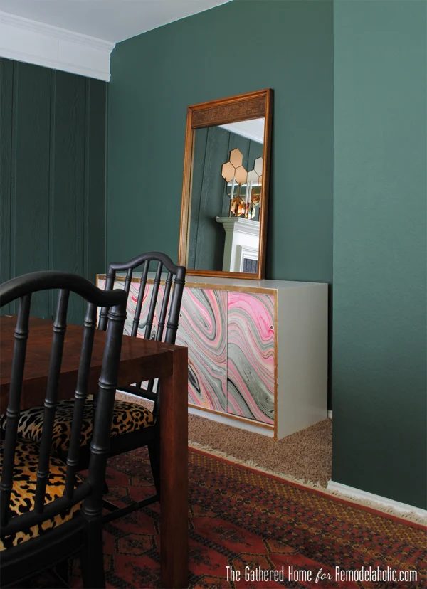 Handmade Marbled Credenza Makeover by The Gathered Home for Bekob.com