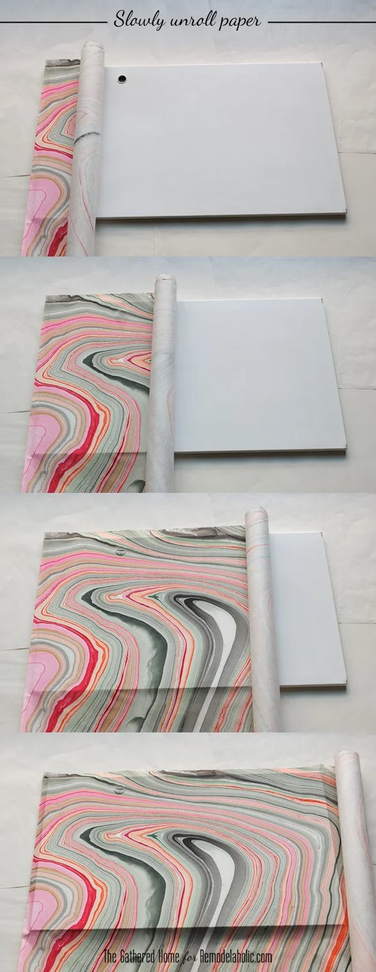 Handmade Marbled Credenza Makeover by The Gathered Home for Bekob.com