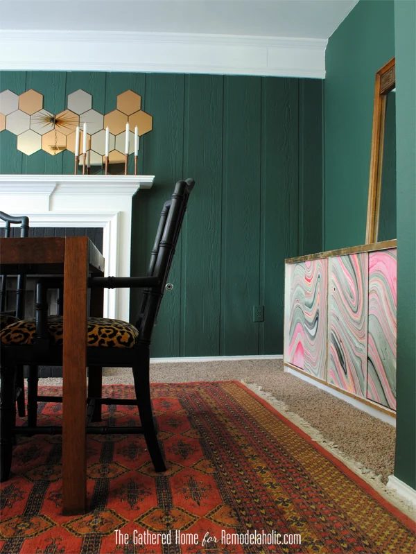 Handmade Marbled Credenza Makeover by The Gathered Home for Bekob.com