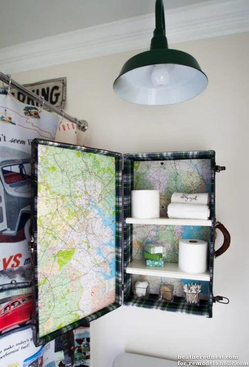 Handmade Medicine Cabinet/Bathroom Vanity from a Vintage Suitcase!! Unique addition to your bath!