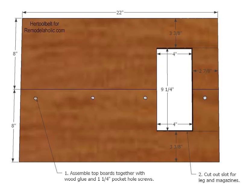 I love unexpected design features! Free plans to build a Mid-Century Modern side table with convenient magazine or book holder. Build this side table with only 1 board!