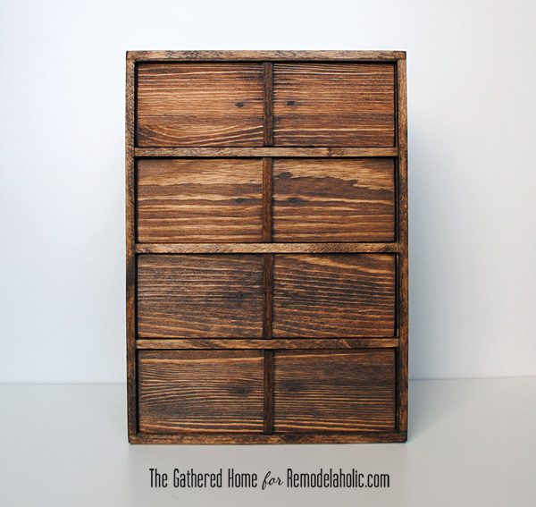 Handmade Miniature Card Catalog Storage Box | The Gathered Home for Bekob.com #cardcatalog #walkthrough #vintage