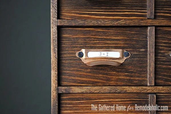 Handmade Miniature Card Catalog Storage Box | The Gathered Home for Bekob.com #cardcatalog #walkthrough #vintage