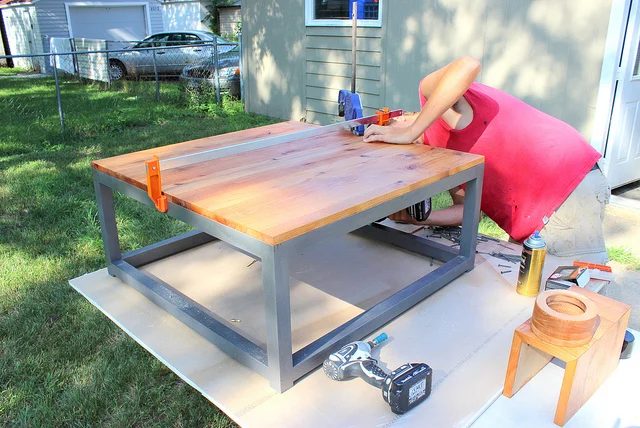 how to attach a wood table top to a modern coffee table, Home Coming featured on Bekob