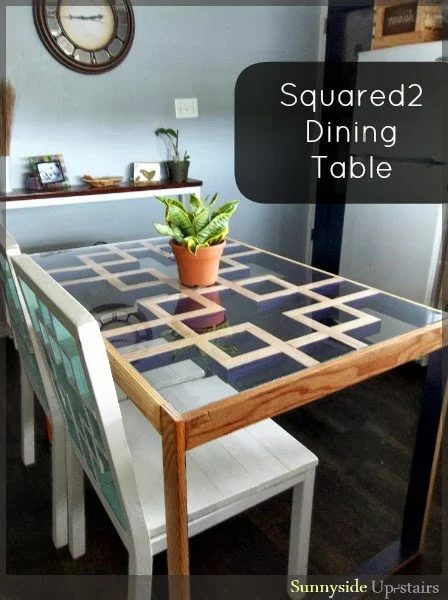 Handmade Lattice-Inspired Modern Squared2 Dining Table | Sunnyside Upstairs featured on Bekob.com #buildingplans #diningtable #lattice #squares #handmade